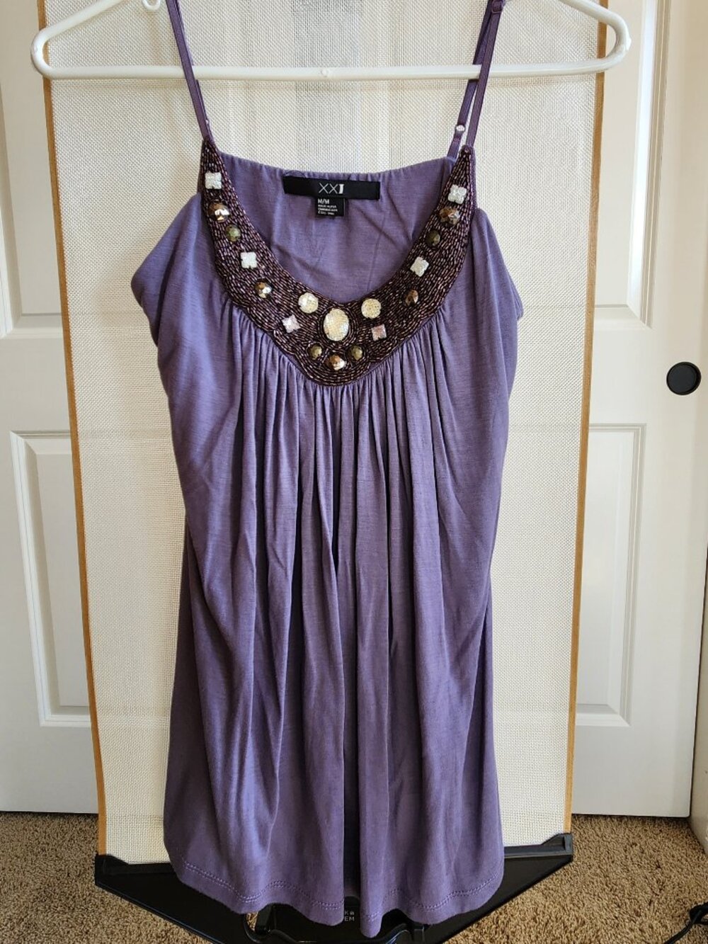 XXI Forever 21 Beaded Jewel Neck Cami Tank Top - M